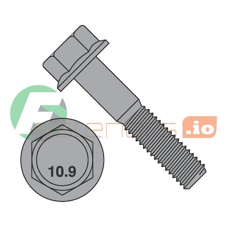 Class 10.9, M8-1.25 Flange Bolt, Black Phosphate Steel, 40 Mm L, 500 PK